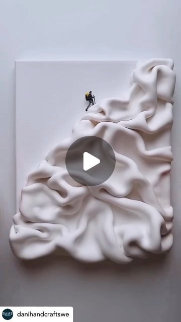 British Polymer Clay Guild on Instagram: "@danihandcraftswe is our new obsession 🤩 Clay looks like thick fabric drapes. 🤍 “To the top ☁️ Clay Artwork” . . . #hiking #mountain #abstractart #clayart #artistsoninstagram #sculptureart #miniature #polymerclay #draping #canvas#art #handmade #create #skiing"