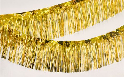 Gold Fringe Garland Fringe Garland, Foil Curtain, Gold Fringe, Glitter Party, Gold Table, Unique Ideas, Table Decor, Party Decor, Foil