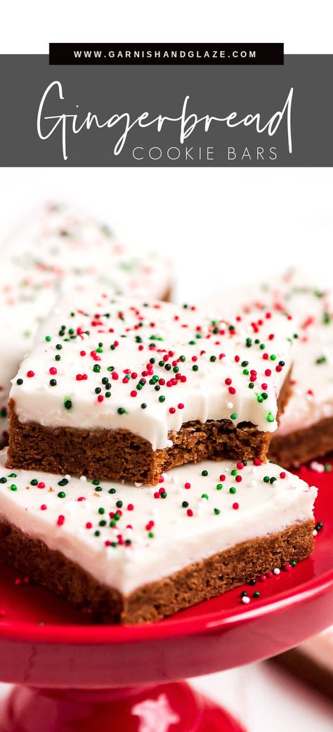 Christmas Bake Sale, Sugar Cookie Bars Recipe, Gingerbread Cookie Bars, Sugar Cookie Bar Recipe, Favorite Holiday Desserts, Best Christmas Desserts, Sugar Cookie Bars, Gingerbread Cookie, Cookie Bar Recipes