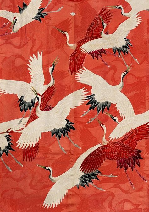 Kimono Art, White Crane, Science Illustration, Bird Art Print, Japanese Poster, Style Japonais, First Art, Japanese Prints, Framed Canvas Wall Art