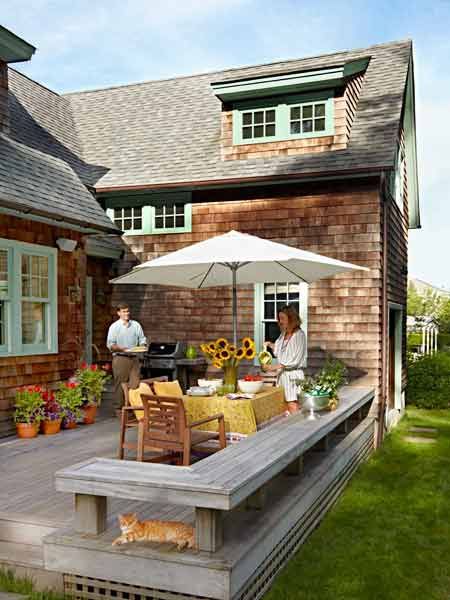 Outdoor Rooms as the Perfect Staycation Destinations - This Old House Deck Bench Seating, Deck Bench, Deck Seating, Raised Deck, Building A Porch, Cool Deck, Deck With Pergola, Pergola With Roof, House With Porch