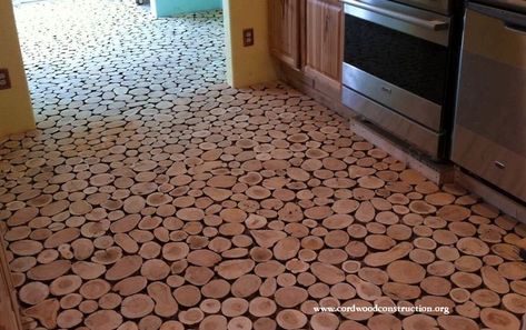 Cordwood Flooring Update - Cordwood Construction Cordwood Flooring, Cordwood Floor, Cordwood Construction, Cord Wood, End Grain, House Flooring, New Photos, The Well, Tile Floor