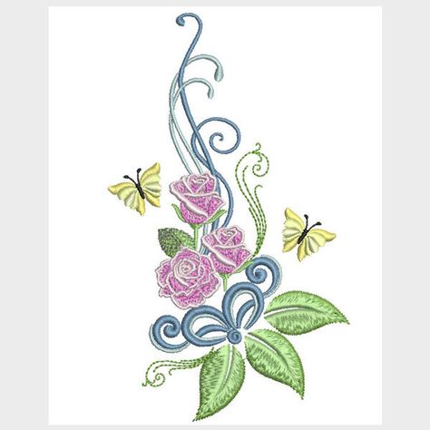 SWAKembroidery.com  Stitch Delight Styles Of Bouquets, Stitch Delight, Beautiful Cross Stitch Pattern, Pretty Rose, Pola Kristik, Pola Sulam, Embroidery Flowers Pattern, Silk Ribbon Embroidery, Flower Embroidery Designs