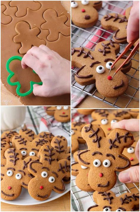 Reindeer Gingerbread Cookies, Traditional Gingerbread, Gingerbread Man Recipe, Gingerbread Reindeer, Gingerbread Dough, Reindeer Cookies, Ginger Bread Cookies Recipe, Cookie Hacks, Winter Treats