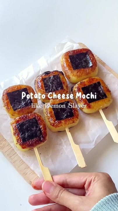 Viral Potato Cheese Mochi from Demon Slayer. I've been craving to make... | potato cheese mochi | TikTok Potato Cheese Mochi, Potato Mochi Recipe, Demon Slayer Recipes, Mochi Potato, Potato Mochi, Sushi Ideas, Japanese Mochi, Sweet Soy Sauce, Dynasty Series