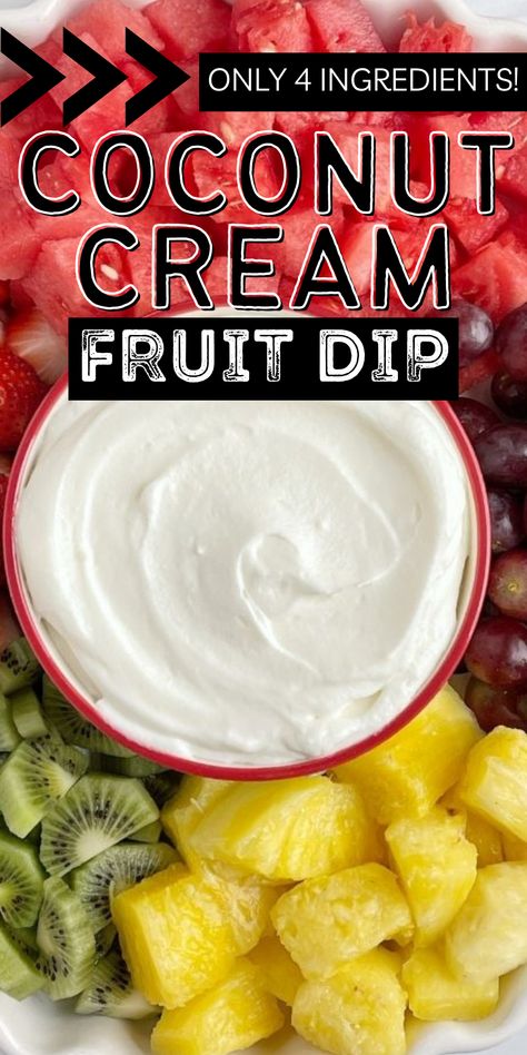 Coconut Cream Fruit Salad, Whipped Fruit Dip, Whipped Cream Dessert Recipes, Cream Of Coconut Fruit Dip, Whipped Cream Fruit Dip, Best Fruit Dip Ever, Hawaiian Fruit Dip, Coconut Cream Dip, Coconut Dip