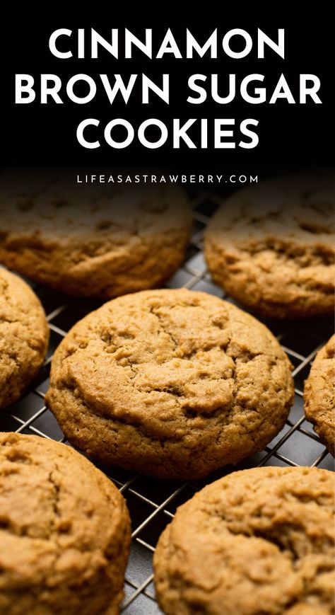 These easy, chewy cinnamon cookies are perfect for holiday baking! With melted butter (no softened butter required) and easy to mix by hand without a mixer or stand mixer. Rich, deep, cozy flavor from brown sugar, ground cinnamon, and a pinch of ground cloves. Ready in under an hour - no chilling! Makes a thick, chewy cinnamon brown sugar cookie that stays soft for days and is perfect for Christmas, cookie exchanges, gifting, and more. Pot Cookies Recipes, Cinnamon Brown Sugar Cookies, No Mixer Cookies, Cookies Without A Mixer, Cookies Melted Butter, Brown Sugar Cinnamon Cookies, Cookies With Brown Sugar, Fun Cupcake Recipes, Brown Sugar Cookies