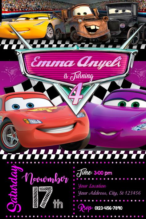 CARS BIRTHDAY PARTY INVITATION #BIRTHDAY #PARTY #INVITE #BIRTHDAYPARTY #BIRTHDAYINVITATION #BIRTHDAYINVITE #PAPERGOODS #CARS #CARSINVITATION #CARSPARTY #CARSINVITE #CARSPRINTABLE #CARSBIRTHDAY 3 Birthday Party, Classic Cars Birthday Party, Car Birthday Party Invitations, Birthday Party Locations, Cars Birthday Party, Cars Birthday Invitations, Disney Cars Birthday, Cars Birthday Party Disney, Car Themed Parties