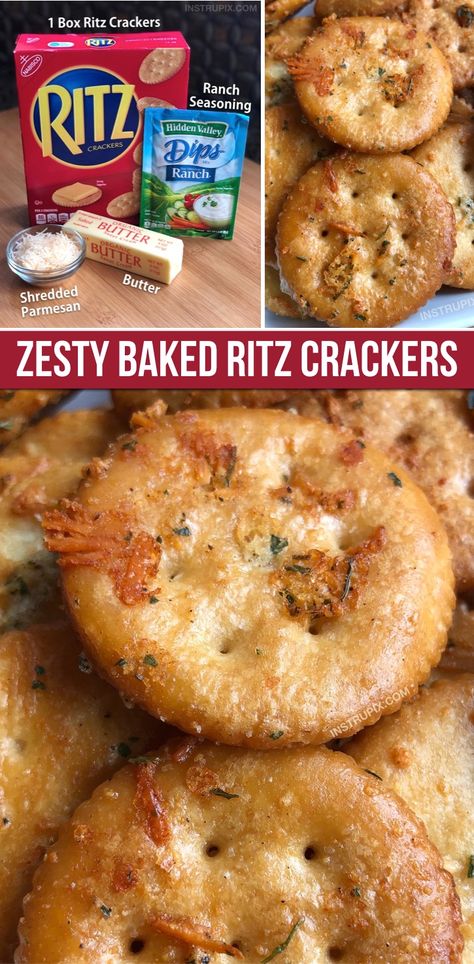 Baked Ritz Crackers, Parmesan Ranch, Ritz Cracker Recipes, Salt Crackers, Snack Mix Recipes, Dips Appetizers, Cracker Snacks, Cracker Recipes, Ritz Crackers