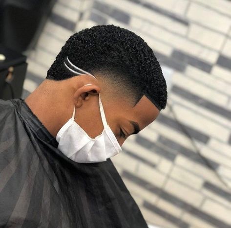 Black Fade Haircut, Black Hair Fade, Afro Hair Fade, Boys Haircuts With Designs, Fade Haircut Designs, Waves Hairstyle Men, Fade Haircut Curly Hair, Mid Fade Haircut, Men Fade Haircut Short