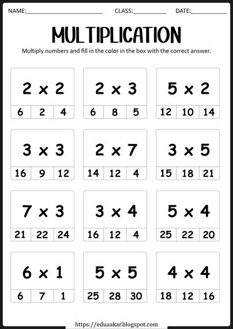 Grade 3 Multiplication Worksheets, Multiplication Notes, Multiplication 2nd Grade, Math Worksheets Multiplication, Multiply By 2, Math Division Worksheets, Math Multiplication Worksheets, Multiplication Worksheet, Multiplication Tricks