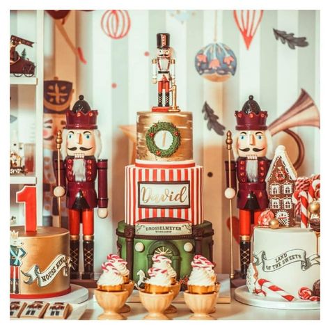 Nutcracker Christmas Birthday Party, 1st Christmas Birthday Party Ideas, Nutcracker Birthday, Nutcracker Birthday Cake, Nutcracker Cake, Nutcracker Birthday Party, December Baby Birthday, Outdoor Christmas Party, Nutcracker Christmas Party