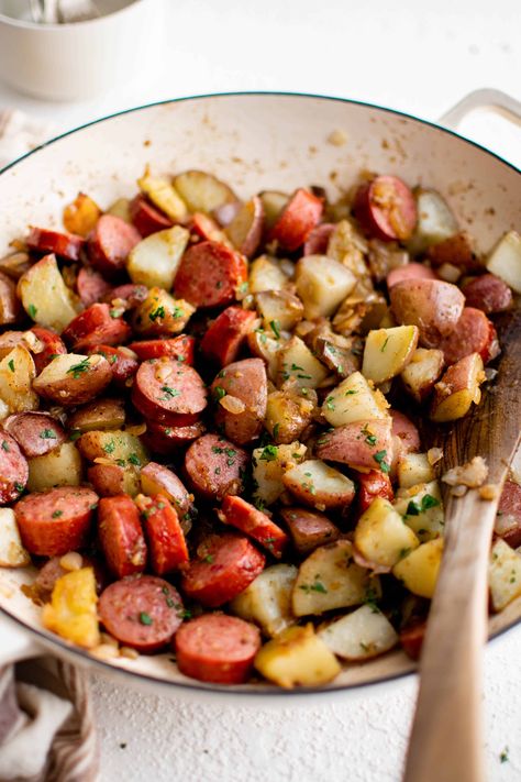 Kielbasa And Potatoes Stovetop, Smoked Sausage And Red Potatoes, Recipes With Beef Kielbasa, Turkey Kielbasa Recipes, Easy Kielbasa Recipes, Kilbasa Sausage Recipes, Kielbasa Sausage Recipes, Sausage And Potato Bake, Kielbasa And Potatoes