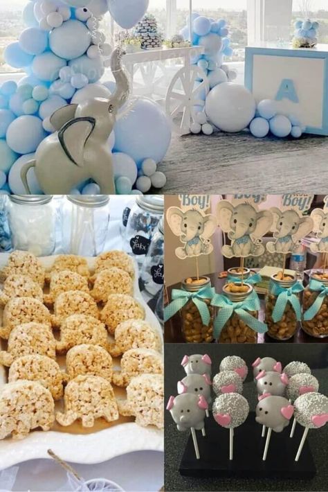 Baby Girl Elephant Shower Ideas Theme, Baby Elephants Baby Shower Ideas, Dumbo Baby Shower Theme Boys, Baby Elephant Baby Shower Ideas For Girl, Elephant Themed Baby Shower Ideas Girl, Elephant Boy Baby Shower Theme, Elephant Shower Ideas, Dumbo Themed Baby Shower Ideas, A Little Peanut Is On The Way