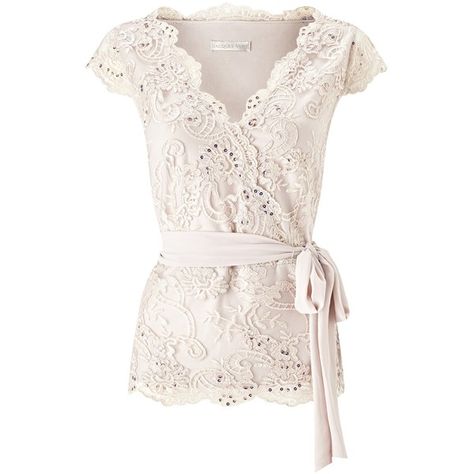 Jacques Vert Wrap Front Lace Top, Neutral (11.130 RUB) ❤ liked on Polyvore featuring tops, plus size sheer tops, lace top, wrap front top, scalloped lace top and plus size lace tops Short Sleeve Lace Blouse, Pink Mesh Top, Josephine Nicole, Lace Sleeve Shirt, Lace Overlay Top, Stretch Lace Top, Lace Front Top, Sheer Tops, Scallop Top