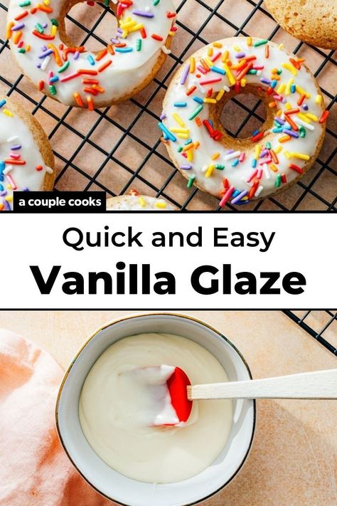 Diy Donut Icing, Vanilla Glazed Donut, Vanilla Donut Icing, Donut Vanilla Glaze Recipe, Vanilla Donut Frosting, Glaze For Donuts Recipe Easy, Homemade Donut Icing, Mini Donut Glaze, Mini Donut Glaze Recipe