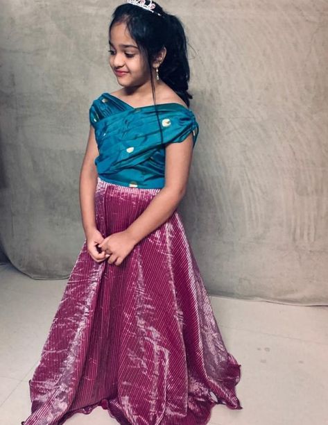 Kids Lehangas Designs Latest, Newborn Pattu Langa, Kids Pattu Langa Designs Latest, Kids Langa Blouse Designs Latest, Kids Pattu Pavadai Designs Latest, Langa Blouse, Pattu Dress, Frocks For Kids, Kids Party Wear Dresses