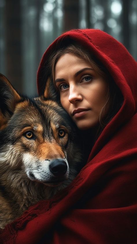 Owl Lovers Red Riding Hood Art, Beautiful Digital Art, Prompt Engineering, Wolves And Women, Design Techniques, Wolf Pictures, Female Art Painting, Portrait Sketches, Wolf Art