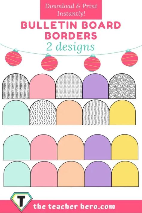 Bulletin Board Borders- Pretty Pastels - The Teacher Hero Bulletin Boarders, School Flashcards, Bulletin Board Borders Printable, Boarders For Bulletin Boards, Bulletin Borders, Bulletin Board Design, Bulletin Board Borders, Banner Garland, Teachers Diy