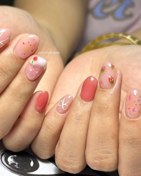 ✨ Nail Transformation ✨ strawberry parfait nail design over structured gel polish from 5 weeks mail retention all services offered includes Russian manicure (dry cleaning method) Know more about our services and what will be the best enhancement for your nails! Slide through our dm's let's talk about it ☺️ Get your Nails looking Gorgeous Book an appointment with us today 💅🏻✨ 📆 By appointment only 📍 Home Based | Trancoville area ⏱️ Duration: 2-3hrs depending on your design #nailart... Nail Transformation, Strawberry Parfait, Russian Manicure, By Appointment Only, Let's Talk About, Book An Appointment, Let's Talk, Nail Design, Gel Polish