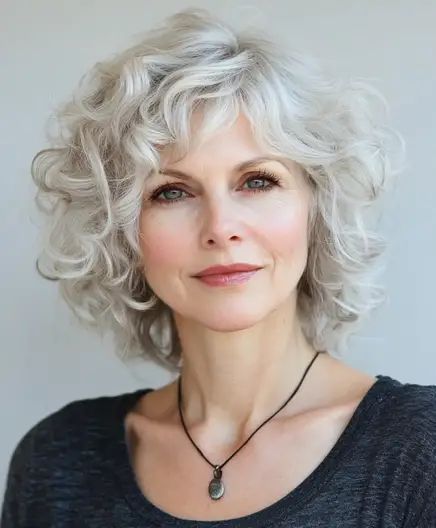 Top Curly Hairstyles for Women Over 60: Stylish and Easy to Maintain - AskNaij Dark Brown Highlights, Pixie Cut Styles, Sophisticated Hairstyles, Hairstyles For Women Over 60, A Hairstyle, Shoulder Length Bob, Ginger Women, Bob With Bangs, Braids For Kids