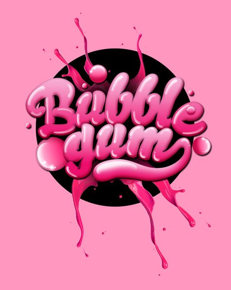 #pink #fabulous #bubblegum #bubble #wishes Alfabet Letters, Creative Typography, Typographic Design, Font Design, Graffiti Lettering, Typography Letters, Typography Art, Typography Logo, 로고 디자인