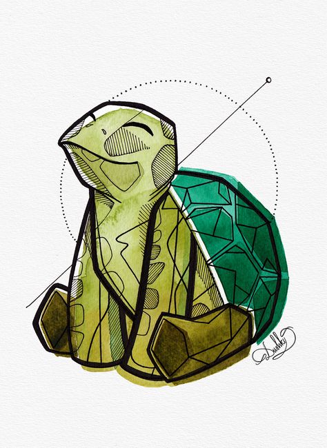 Cute Turtle Drawings, Tortoise Drawing, Tortoise Tattoo, Turtle Sketch, Easy Dragon Drawings, Geometric Series, Turtle Tattoo Designs, Cartoon Turtle, Turtle Drawing