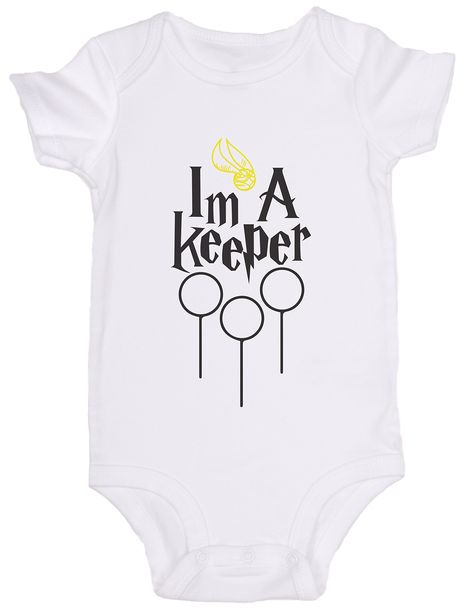 PRICES MAY VARY. 100% Cotton Made in the USA Snap closure 100% super soft ring spun cotton Super Fast Shipping and 100% product guarantee Tagless for your baby’s comfort Carters and Gerber onesies depending on availability "Im A Keeper" Quidditch Cute Harry Potter Baby Onesie Guaranteed to look adorable on any baby. Made with nickel free snaps guaranteed to stay closed while your baby scoots around the house. Click our brand name JoviGear for more adorable onesie designs and our women apparel. Harry Potter Baby Gift, Quidditch Harry Potter, Harry Potter Baby Clothes, Harry Potter Cute, Onesie Designs, Harry Potter Onesie, Baby Clothes Onesies, Baby Shirt Design, Geek Baby