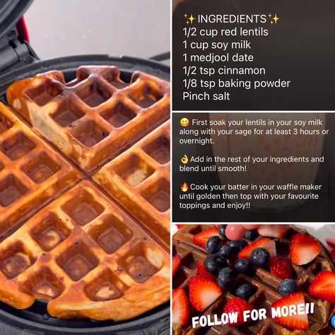 Red Lentil Waffles, Lentil Waffles, Waffles Vegan, Autoimmune Diet Recipes, Red Lentil Recipes, Protein Ideas, Snacks Vegan, Healthy Healing, Vegan Waffles