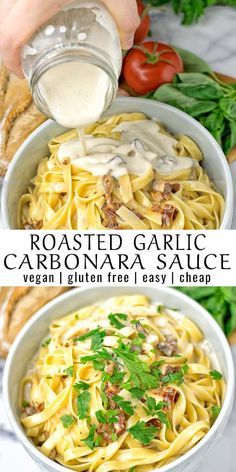 Carbonara Pasta Sauce, Vegan Pasta Sauce, Carbonara Sauce, Dairy Free Pasta, Sauce Pasta, Pasta Carbonara, Carbonara Pasta, Garlic Pasta, Vegan And Gluten Free