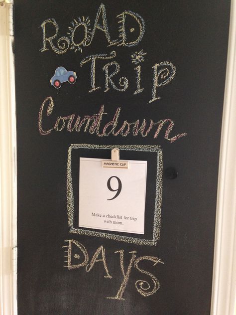 road trip countdown chalk board Trip Countdown, Vacation Ideas, Chalk, Road Trip, Craft Ideas, Prom, Road