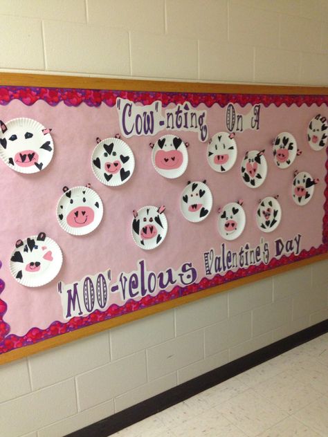 "Cow-nting" on a "Moo-velous" Valentines Day....these are some pretty creative cows! Best Work Board Classroom, February Theme Classroom Door, February Themed Bulletin Boards, February Classroom Themes, Cow Themed Valentines, Valentine’s Day Bulletin Board Kindergarten, Cow Theme Classroom Bulletin Boards, February Craft Kindergarten, Farm Classroom Bulletin Boards