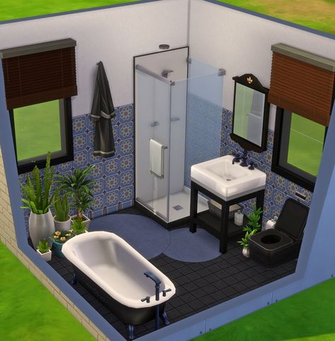 Sims Small Bathroom, Sims 4 Small Bathroom Ideas, Sims 4 Basegame Rooms, Sims Bathroom Ideas, Sims 4 Living Room Ideas Base Game, Basegame House Sims 4, Sims 4 Garden Ideas, Sims 4 Bathroom Ideas, Sims Bathroom