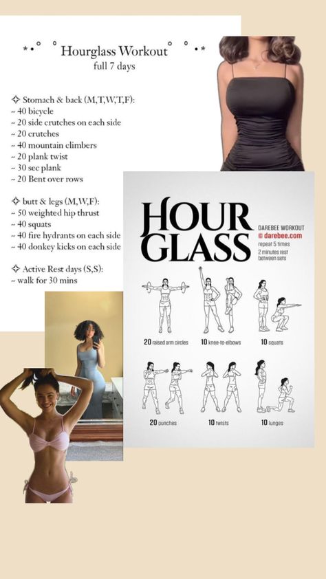 Food For Hourglass Shape, Exercises To Make Your But Bigger, Full Body Workout Plan, Summer Body Workout Plan, Small Waist Workout, Full Body Workout Routine, All Body Workout, Workout Routines For Beginners, Workout For Flat Stomach