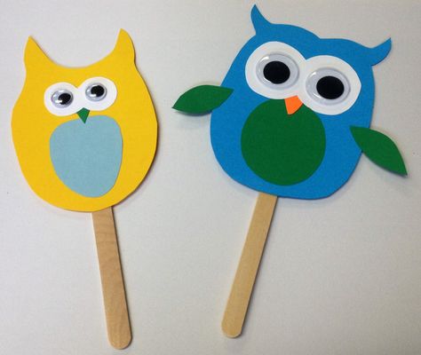 Preschool Puppets Crafts, Owl Puppet Craft, Googly Eye Crafts Preschool, Goggly Eyes Crafts, Crafts With Googly Eyes, Googly Eyes Crafts, Eyes For Crafts, Owl Puppet, Googly Eye Crafts