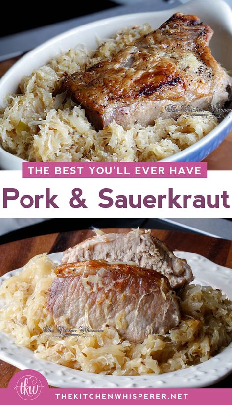 Ring in the New Year with THE BEST Pork and Sauerkraut recipe! Juicy and packed with so much flavor! Mom's recipe perfected! | thekitchenwhisperer.net #porkroast #porkandsauerkraut #NYE #newyearseve #comfortfood #pork #sauerkraut #newyear Pork Sauerkraut, Pork And Sauerkraut Recipe, Pork Roast And Sauerkraut, Pork And Sauerkraut, Pork Roast In Oven, Sauerkraut Recipe, Pork Roast Recipes, Sauerkraut Recipes, Pork Dinner