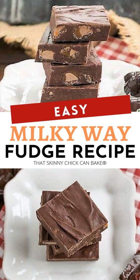 Milky Way Fudge, Candy Bar Recipe, Bar Desserts, Homemade Fudge Recipes, Homemade Chocolate Bars, Easiest Recipes, Homemade Dessert, Best Christmas Recipes, Homemade Fudge