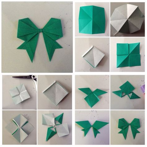 Diy origami bow!! Easy Money Origami, Origami Ribbon, Sticky Note Origami, Simpul Dasi, Origami Tutorial Easy, Origami Envelope, Origami For Beginners, Origami Patterns, Paper Bow