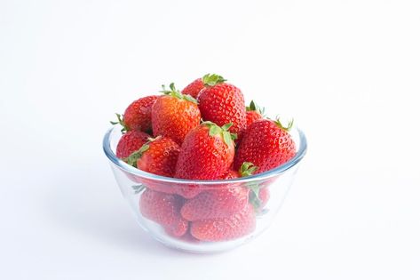 Strawberry in the glass bowl on the whit... | Premium Photo #Freepik #photo #strawberry #strawberry-background #red-fruits #red-berries Bowl Of Strawberries, Strawberry Background, Strawberry Bowl, The Glass, Red Berries, Premium Photo, Glass Bowl, Strawberries, The White