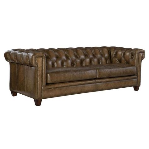 Keanan Rustic Lodge Brown Leather Upholstered Tufted Nailhead Trim Sofa - 94.5"W Nailhead Trim Sofa, Furniture Living Room Ideas, Styling Coffee Table, Coffee Table Styling Ideas, Hooker Furniture Living Room, Living Room Design Board, Cozy Study, Table Styling Ideas, Tufted Leather Sofa