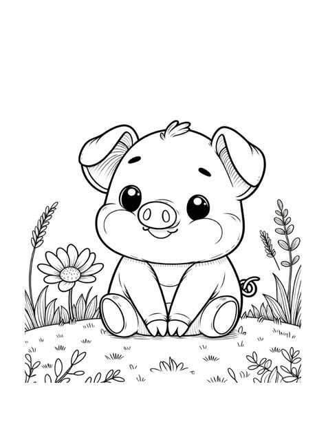 Free Coloring Pages Animals, Cute Cartoon Coloring Pages, Cartoon Coloring Pages Free Printable, Color Pictures For Kids Free Printable, Coloring Pages To Print Free Printables, Color Sheets For Kids Printables Free, Cute Animal Coloring Pages For Kids, Piggy Coloring Pages, Farm Animal Coloring Pages Free