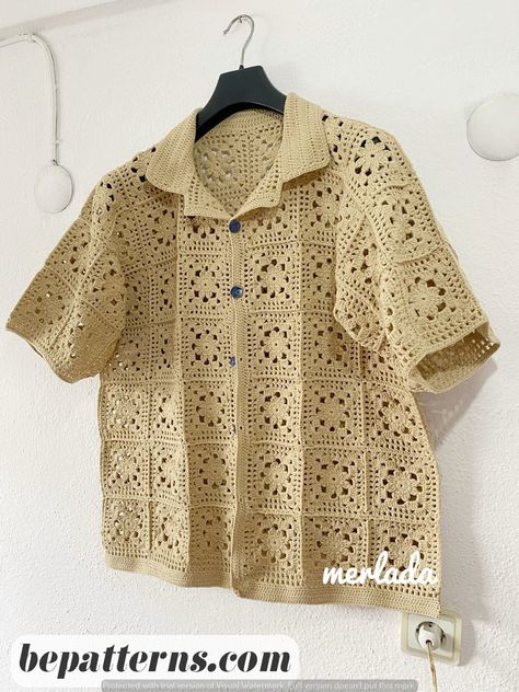 Easy Crochet Patterns | Cozy Granny Square Cardigans for Beginners Crochet Shirt Pattern, Aesthetic Crochet Patterns, Mens Shirt Pattern, Shirt Crochet, Granny Square Sweater, Crochet Men, Crochet Baby Sweaters, Crochet Patterns Free, Granny Square Crochet Patterns Free