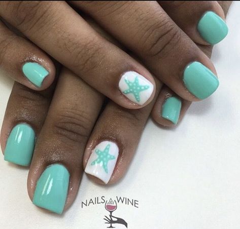 Summer Beach Nails, Nail French, Cruise Nails, Beach Nail Designs, Summer Nails Beach, Cute Summer Nails, Vacation Nails, Blue Nail, Nails For Kids