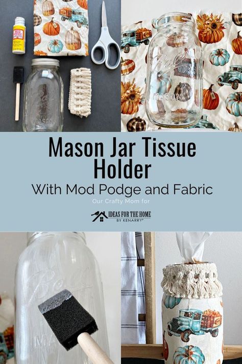 Bless You Mason Jar Tissue Holder Diy, Tissue Jars Diy, Mason Jar Tissue Holder Diy Christmas, Mason Jar Tissue Holder Diy Tutorial, Decoupage Mason Jars Diy, Mason Jar Decoupage, Mason Jar Kleenex Holder Diy, Mason Jar Tissue Holder Diy, Tissue Holder Diy