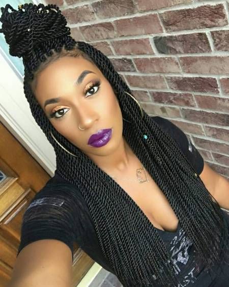 Half Up Knot For Long Twists Jamaican Twist Braid Hairstyles, Senegalese Twist Hairstyles Medium, Jamaican Twist, Senegalese Twist Hairstyles, Twist Braid, Long Box Braids, Twist Braid Hairstyles, Classic Hairstyles, Cornrow Hairstyles