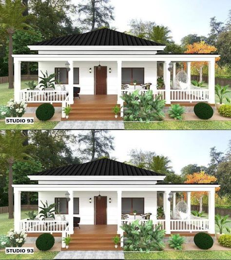 Affordable House Design, Bamboo Houses, Small House Design Philippines, Small Dream Homes, White House Interior, Farm Style House, Single Storey House, Corner Summer House, Thatched House