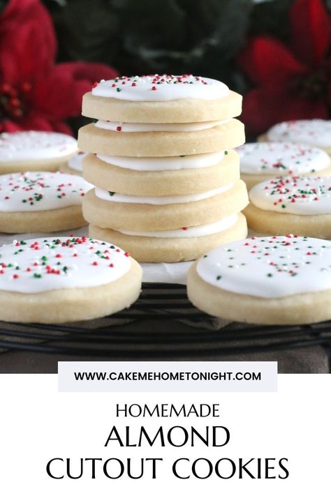 Almond Shortbread Cutout Cookies are a great, easy cutout recipe. The buttery shortbread is flavored with vanilla and almond. Almond Shortbread Cutout Cookies, Shortbread Cutout Cookies, Almond Sugar Cookie Recipe, Sugar Cookie Cutout Recipe, Cake Me Home Tonight, Christmas Cutout Cookies, Almond Sugar Cookies, Almond Shortbread, Almond Shortbread Cookies