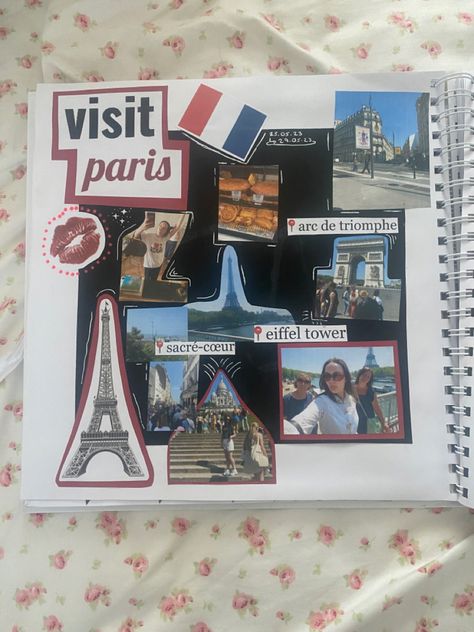 scrapbook | scrapbooking | scrapbook inspo | journal | journal inspo | journaling | memory book | teenage memories book | summer bucket list | summer 2023 | summer scrapbook | scrapbook ideas | paris scrapbook | travel memories | travel | travel scrapbook | DIY ideas | scrapbook DIY ideas Paris Scrapbook Ideas, Holiday Scrapbook Ideas, Scrapbook Cover Ideas, Scrapbook Album Cover, My Adventure Book, Digital Polaroid, Paris Scrapbook, Travel Journal Ideas, Scrapbook Planning