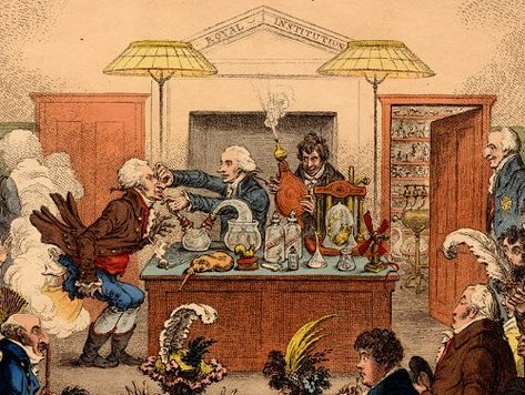 Michael Faraday from poverty Humphry Davy, James Gillray, Michael Faraday, Lecture Theatre, Scientific Experiment, Royal Society, Mary Shelley, Picture Library, Satire