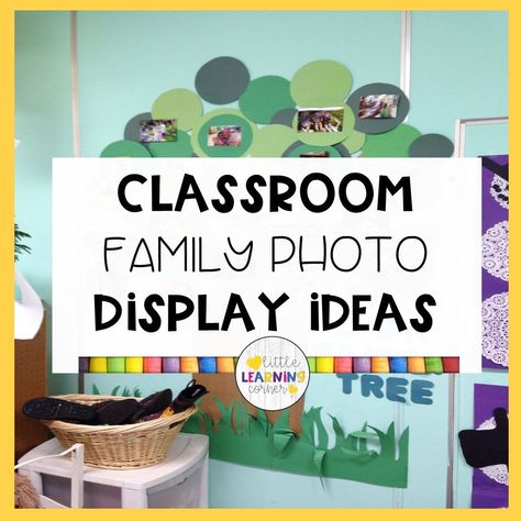 10 Classroom Family Photo Display Ideas. Setting up a classroom family photo display is a great way to build a classroom community. #classroomsetup Family Picture Wall Ideas Preschool, Classroom Photo Display, Family Tree In Classroom, Preschool Family Picture Wall, Family Tree For Classroom Wall, Family Tree Wall Classroom Preschool Art, Classroom Family Picture Display Ideas, Home And Family Crafts For Preschool, Pre K Family Tree Ideas